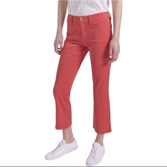 Current/Elliott The Kick Crop Flare In Poinsettia - Picture 1 of 6